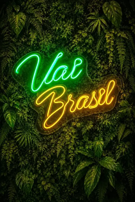 Letreiro Vai Brasil Neon Led Luminoso 45cm