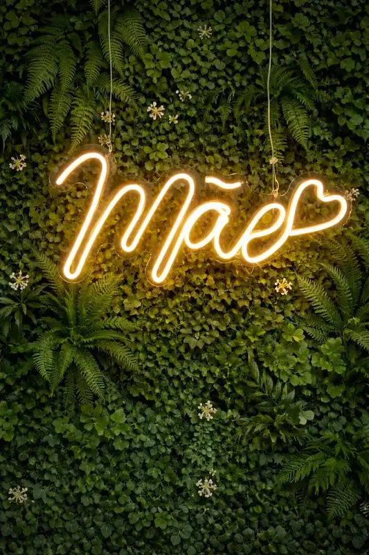 Placa Led Mãe Neon Acrílico Painel Led Dia Das Mães 50cm